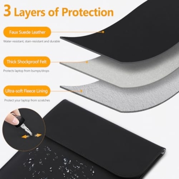 HYZUO 15-16 Inch Laptop Sleeve for MacBook Pro with Pouch