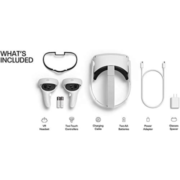 Oculus Quest 2 Advanced All-in-One Virtual Reality Gmaing VR Headset 128GB Set, White (Renewed)