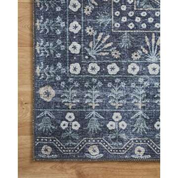 Loloi Rifle Paper Co. Maison Collection MAO-03 Rosette Blue 5'-0" x 7'-6", .19" Pile Height, Area Rug