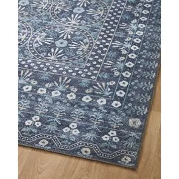 Loloi Rifle Paper Co. Maison Collection MAO-03 Rosette Blue 5'-0" x 7'-6", .19" Pile Height, Area Rug