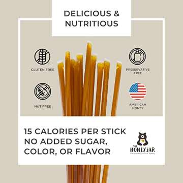 The Honey Jar - Wildflower Varietal Honey Sticks - Pure Honey Straws For Tea, Coffee, or a Healthy Treat - One Teaspoon of Flavored Honey Per Stick - Made In The USA, Real Honey - (20 Count)