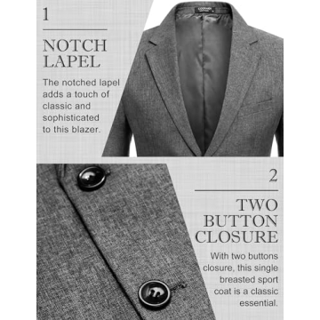 COOFANDY Gray Blazer for Men - Stylish Slim Fit Jacket