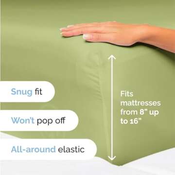 CGK Unlimited 4 Piece Sheet Set - Comfy Breathable & Cooling Sheets - Hotel Luxury Bed Sheets for Women & Men - Deep Pockets, Easy-Fit, Soft & Wrinkle Free Sheets - Light Olive Green Oeko-Tex Sheets