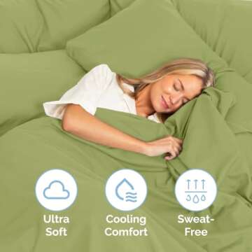 CGK Unlimited 4 Piece Sheet Set - Comfy Breathable & Cooling Sheets - Hotel Luxury Bed Sheets for Women & Men - Deep Pockets, Easy-Fit, Soft & Wrinkle Free Sheets - Light Olive Green Oeko-Tex Sheets