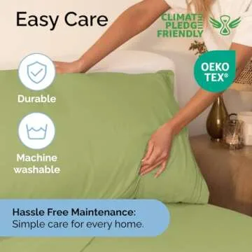 CGK Unlimited 4 Piece Sheet Set - Comfy Breathable & Cooling Sheets - Hotel Luxury Bed Sheets for Women & Men - Deep Pockets, Easy-Fit, Soft & Wrinkle Free Sheets - Light Olive Green Oeko-Tex Sheets