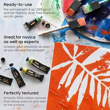 ARTEZA Stretched Canvas, 24 x 36 Inches, Pack of 2, Blank White Large Canvas for Painting for Acrylic, Oil and Gouache Paints