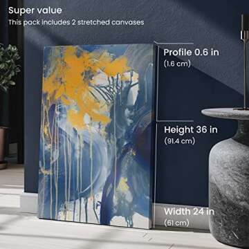 ARTEZA Stretched Canvas, 24 x 36 Inches, Pack of 2, Blank White Large Canvas for Painting for Acrylic, Oil and Gouache Paints