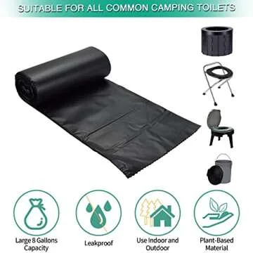 Sailortenx 80/60/20 Portable Camping Toilet Bags 100% Compostable 8 Gallon Use with 5 Gallon Bucket Toilet, Camp Toilet Waste Bags, Disposable Biodegradable Poop Bags for Outdoor Camping