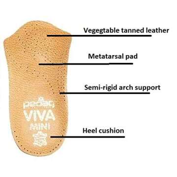 Pedag Viva Mini Orthotic with Semi-Rigid Arch Support, Metatarsal & Heel Pad, Leather, Tan, US W5/EU35