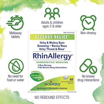 Boiron RhinAllergy Tablets for Fast Allergy Relief - 60 Count