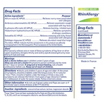 Boiron RhinAllergy Tablets for Fast Allergy Relief - 60 Count