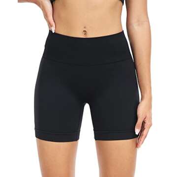 SALSPOR Workout Shorts Women, High Waist Seamless Gym Spandex Shorts(A,Black,S)