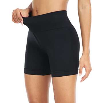 SALSPOR Workout Shorts Women, High Waist Seamless Gym Spandex Shorts(A,Black,S)