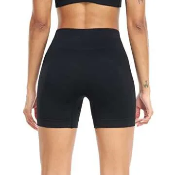 SALSPOR Workout Shorts Women, High Waist Seamless Gym Spandex Shorts(A,Black,S)
