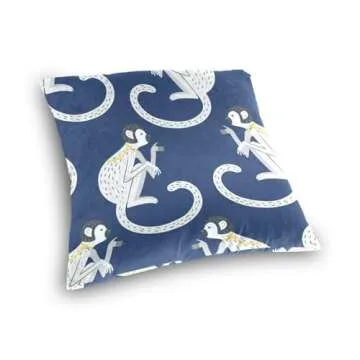 Pnyoin Blue Monkeys Throw Pillow Cover 18x18 Inch
