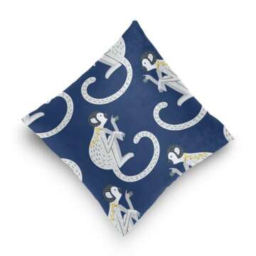 Pnyoin Blue Monkeys Throw Pillow Cover 18x18 Inch
