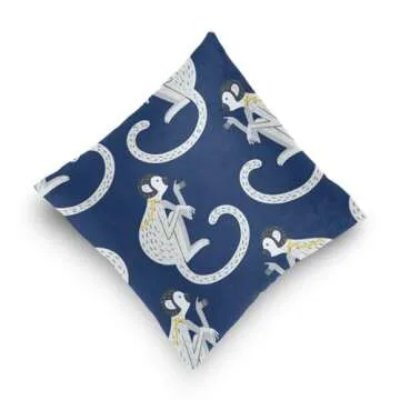 Pnyoin Blue Monkeys Throw Pillow Cover 18x18 Inch