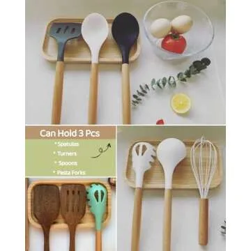 Large Wooden Spoon Rest - Eco-friendly Bamboo Kitchen Holder