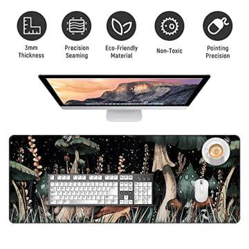 XXL Large Mouse Pad Protector, Full Desk Extended Gaming Desk Pad Desk Mat with Stitched Edges, Non-Slip Rubber Laptop Computer Keyboard Mousepad for Office and Home, Moon Star