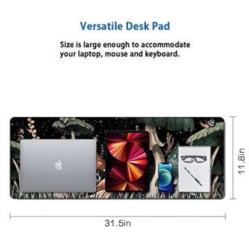 XXL Large Mouse Pad Protector, Full Desk Extended Gaming Desk Pad Desk Mat with Stitched Edges, Non-Slip Rubber Laptop Computer Keyboard Mousepad for Office and Home, Moon Star