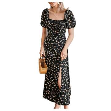SHENHE Floral Midi Dress for Women - Stylish and Comfortable