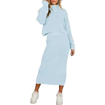 Stylish Women's Fall Sweater Set: Casual Two-Piece Outfit