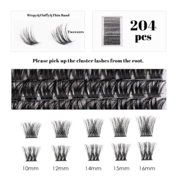 Lash Clusters DIY Kit - 204pcs Eyelash Extensions