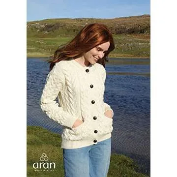 Beautiful Irish Cardigan Sweater for Women Made in Merino Wool