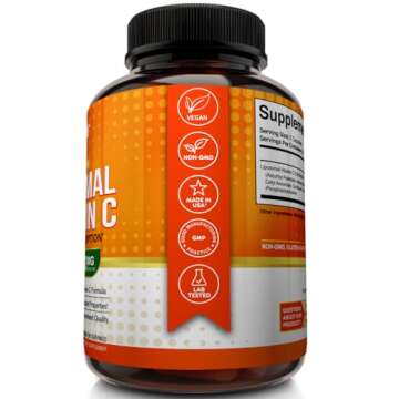 NutriFlair Liposomal Vitamin C 1700mg, 180 Capsules - High Absorption, Fat Soluble VIT C, Antioxidant Supplement, Higher Bioavailability Immune System Support & Collagen Booster, Non-GMO, Vegan Pills