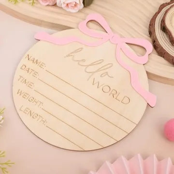 Personalized Bow Wooden Baby Announcement Sign for Newborns