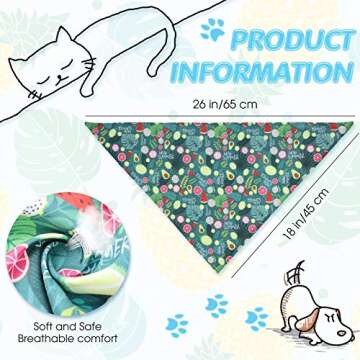 Weewooday 12 Pieces Dog Bandana Scarf Washable Triangular Bibs Pet Adjustable Washable Kerchief Dog Bandana for Small and Large Dogs Party Supplies(Summer Patterns)