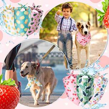 Weewooday 12 Pieces Dog Bandana Scarf Washable Triangular Bibs Pet Adjustable Washable Kerchief Dog Bandana for Small and Large Dogs Party Supplies(Summer Patterns)