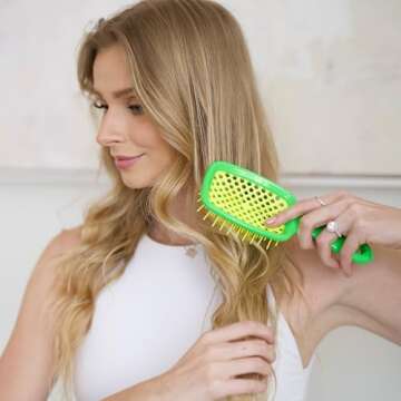 FHI Heat UNbrush Detangling Brush for Pain-Free Brushing on All Wet or Dry Hair Types — Durable DuoFlex Anti-Static Bristles, Lightweight Handle, Vented Hair Brush