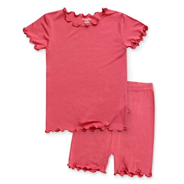 VAENAIT BABY Infant Kids Toddler Short Sleeve Sleepwear Pajamas 2pcs Set Shirring Rosecoral L