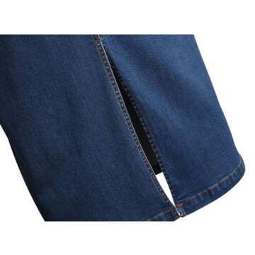 Long Denim Skirt for Women Casual A-Line Denim Maxi Skirt Stretch High Waisted Jean Skirt with Pocket Blue Size 14