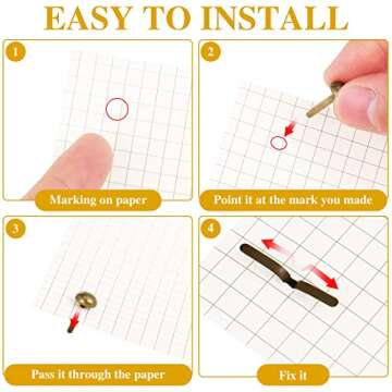 Hotop 500 Pcs Brass Fasteners for Art and DIY Crafts