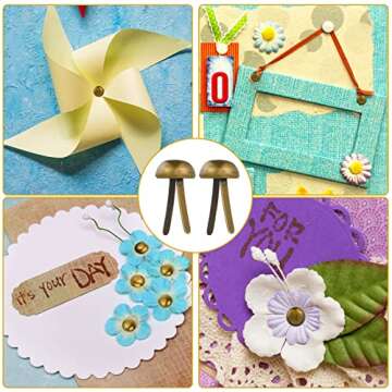 Hotop 500 Pcs Brass Fasteners for Art and DIY Crafts