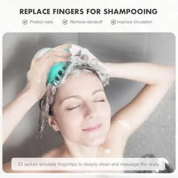 FREATECH Hair Scalp Massager Shampoo Brush with Soft Silicone Bristles for Scalp Care and Hair Growth, Shower Head Scalp Scrubber Exfoliator for Dandruff, Wet & Dry for Men, Women and Kids, Green