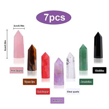 7Pcs Healing Crystal Wands Set Chakra Decor with Geometric Glass Jewelry Box,Single Point Wand Crystal Tower for Meditation Reiki Chakra,Home Crystal Decor,Birthday Gifts for Mom Girlfriend Women