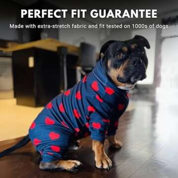 Spark Paws Dog Pajama, Ultra-Soft and 4-Way Stretch, Recovery-Suit PJ Onesie for Small, Medium and Large Breeds - Hearts - 2XL