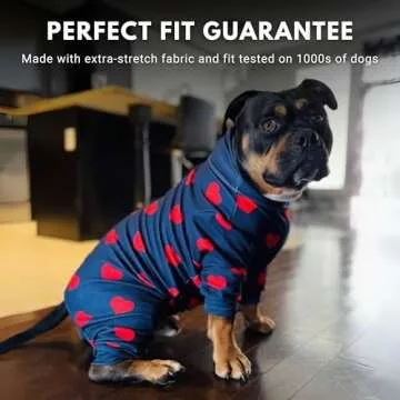 Spark Paws Dog Pajama, Ultra-Soft and 4-Way Stretch, Recovery-Suit PJ Onesie for Small, Medium and Large Breeds - Hearts - 2XL