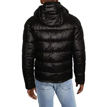 GUESS Men's Midweight Puffer Jacket with Removable Hood