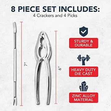 Crab Leg Crackers & Picks Set - Easy-to-Use Seafood Tool Kit by Smedley & York