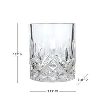 Viski Admiral Crystal Whiskey Tumbler Set of 2 - Premium Crystal Clear Liquor Drinking Glass, Classic Lowball Cocktail Glasses Gift Set, 9 Oz