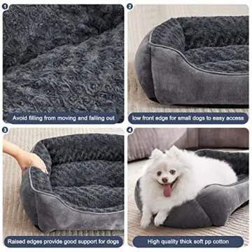 JOEJOY Rectangle Dog Bed for Large Medium Small Dogs Machine Washable Sleeping Dog Sofa Bed Non-Slip Bottom Breathable Soft Puppy Bed Durable Orthopedic Calming Pet Cuddler, Multiple Size, Grey