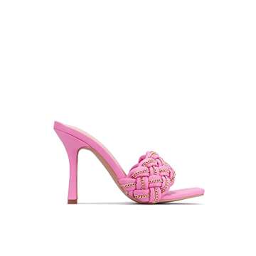 Cape Robbin Tilio Sexy Stiletto High Heels for Women, Square Open Toe Shoes Heels - Pink Size 9