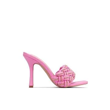 Cape Robbin Tilio Sexy Stiletto High Heels for Women, Square Open Toe Shoes Heels - Pink Size 9