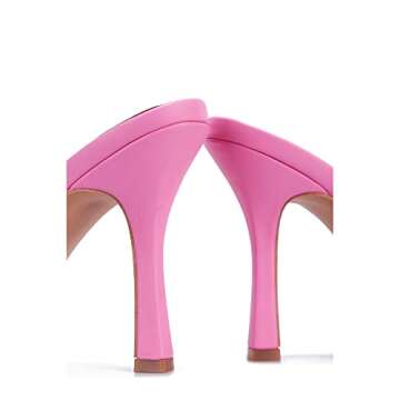 Cape Robbin Tilio Sexy Stiletto High Heels for Women, Square Open Toe Shoes Heels - Pink Size 9