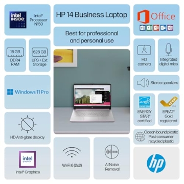 HP 14" Laptop 2025 - Business Student Slim Computer