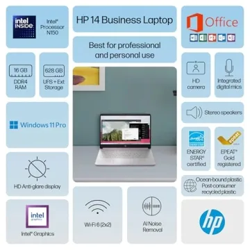 HP 14" Laptop 2025 - Business Student Slim Computer